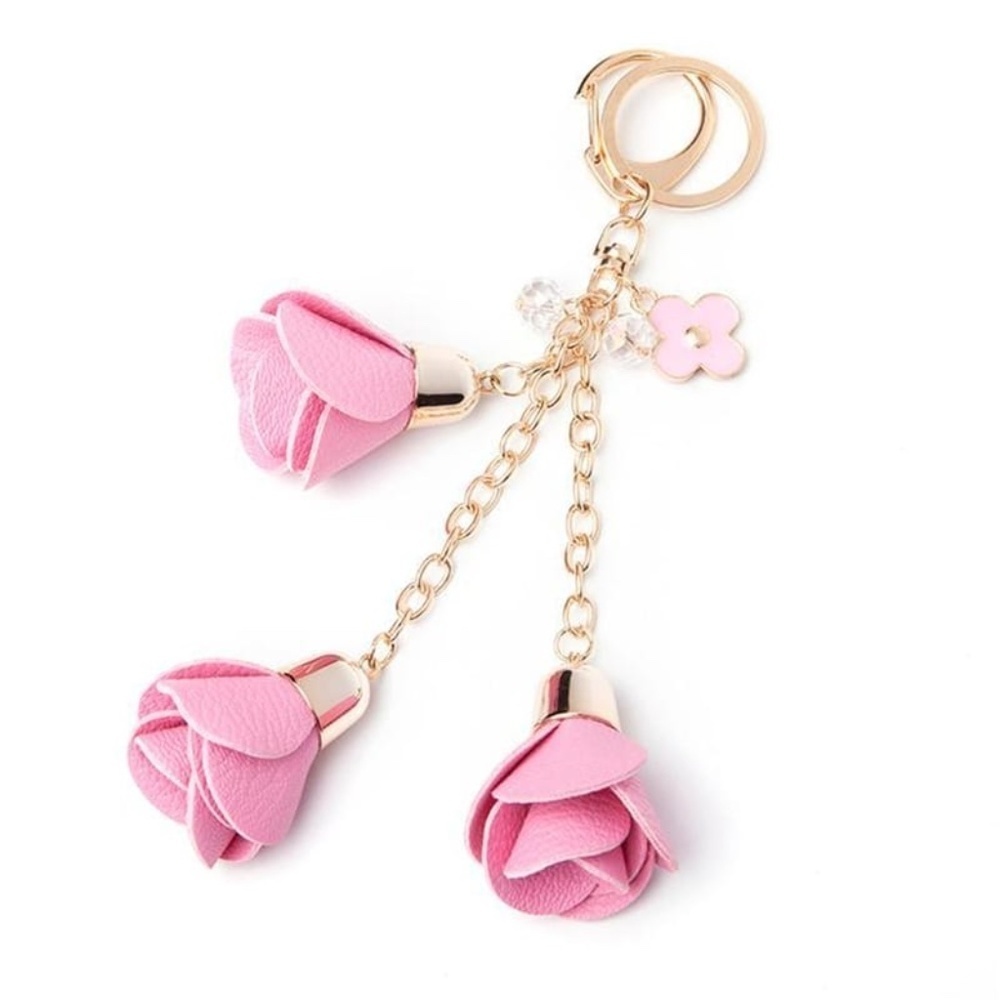 *BELIKIS* Pink Flower Fashion Keychain Ring